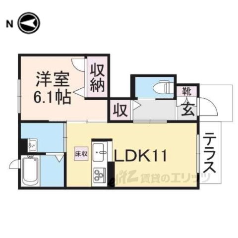 生駒市東山町のアパートの間取り