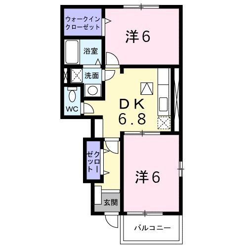 東松山市大字石橋のアパートの間取り