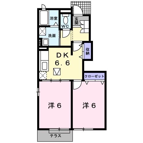 岡山市東区金岡西町のアパートの間取り