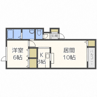 札幌市東区北五十一条東のアパートの間取り