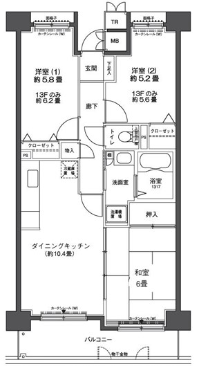 川崎市幸区下平間のマンションの間取り