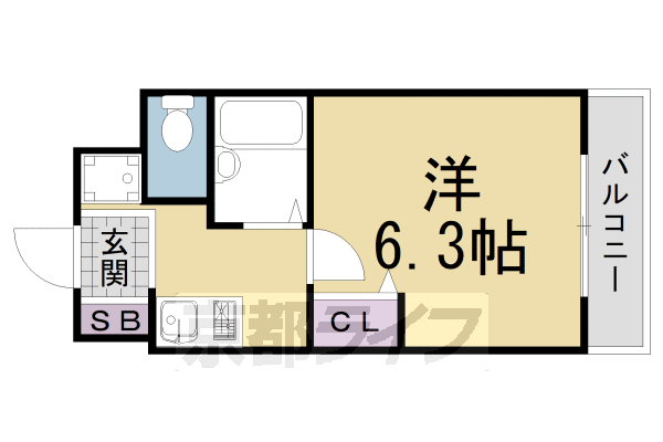 京都市左京区北白川東久保田町のマンションの間取り