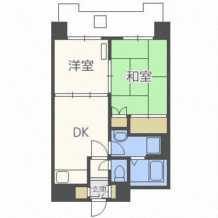 札幌市中央区北三条西のマンションの間取り