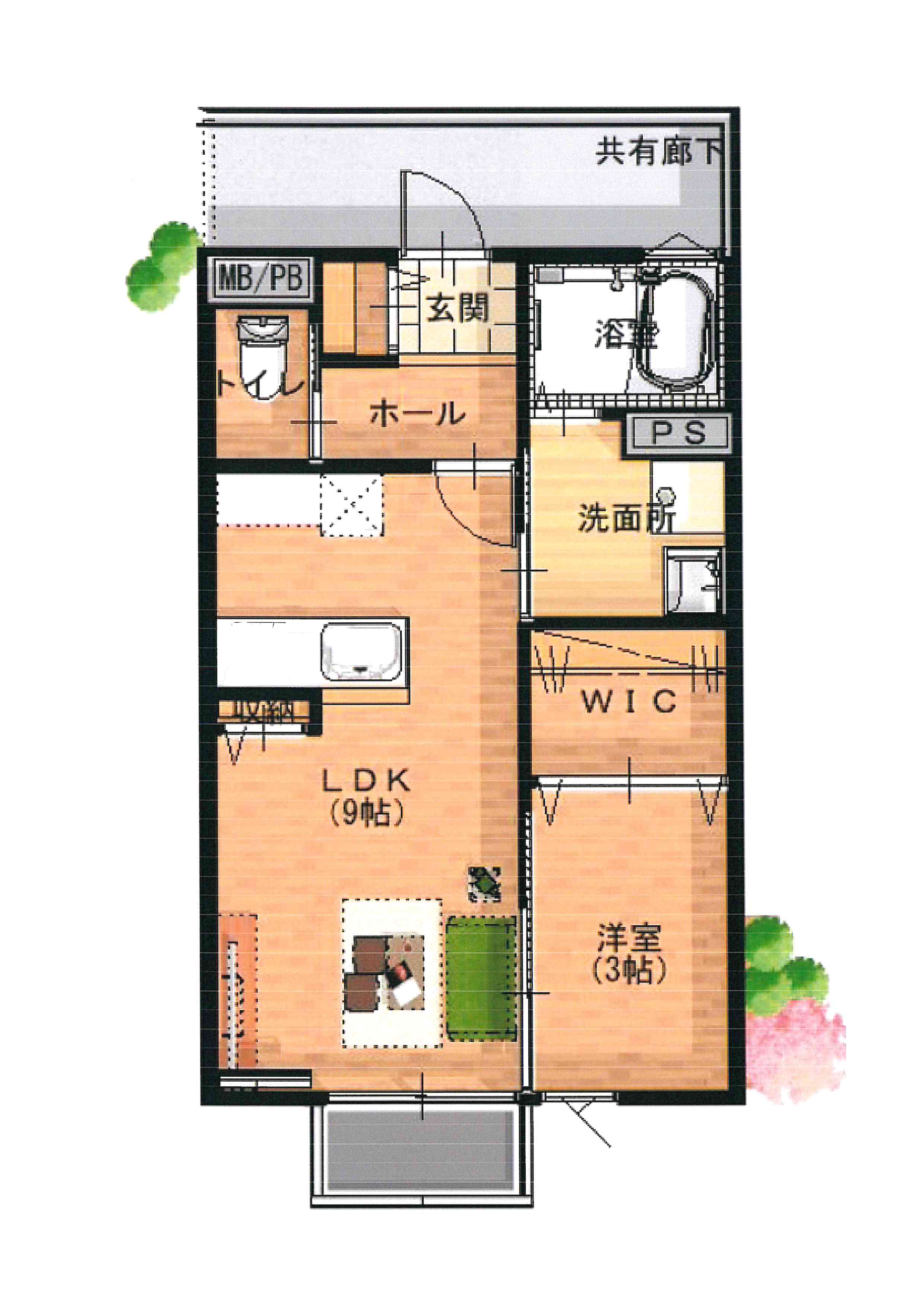 薩摩川内市御陵下町のアパートの間取り