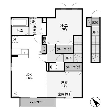 古河市上辺見のアパートの間取り