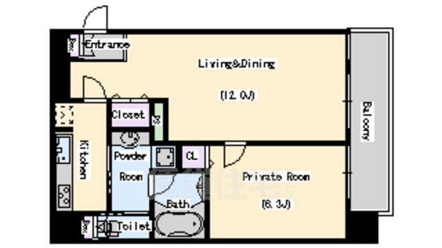 大阪市西区北堀江のマンションの間取り