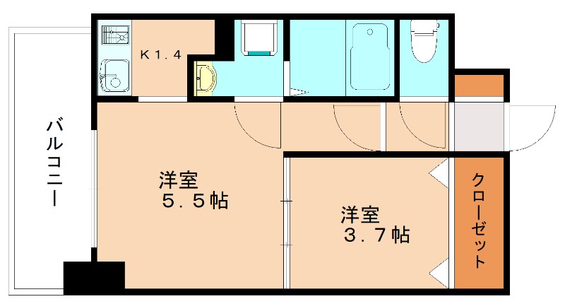 北九州市小倉北区船場町のマンションの間取り