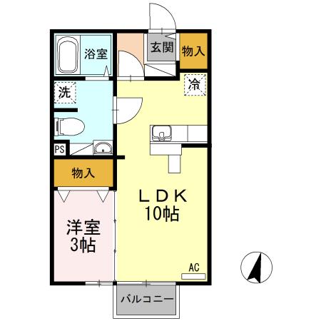 宇部市大字東須恵のアパートの間取り