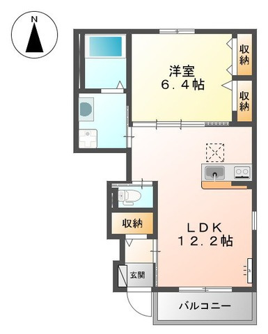 松江市東出雲町揖屋のアパートの間取り