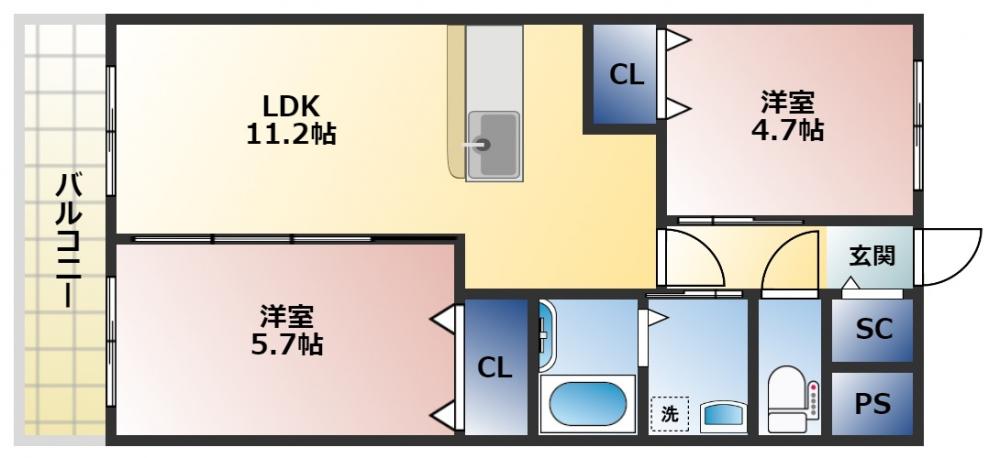 34-?楽部ハウスの間取り