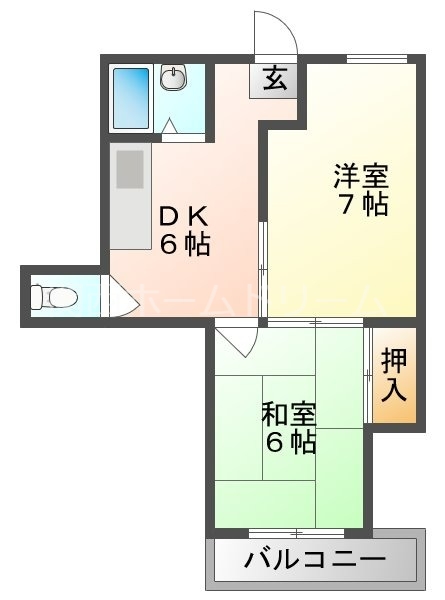 門真市古川町のマンションの間取り