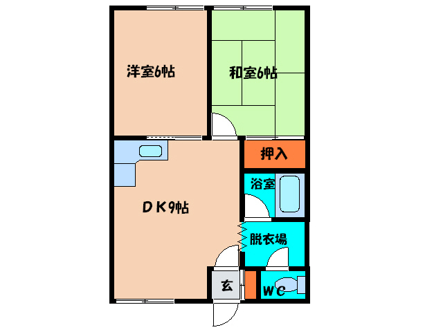 函館市湯浜町のアパートの間取り