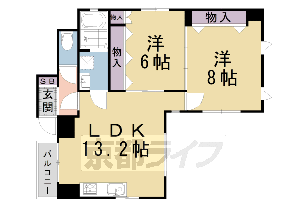 京都市上京区伊勢屋町のマンションの間取り