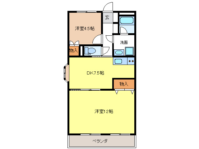 岐阜県岐阜市北島１（マンション）の賃貸物件の間取り