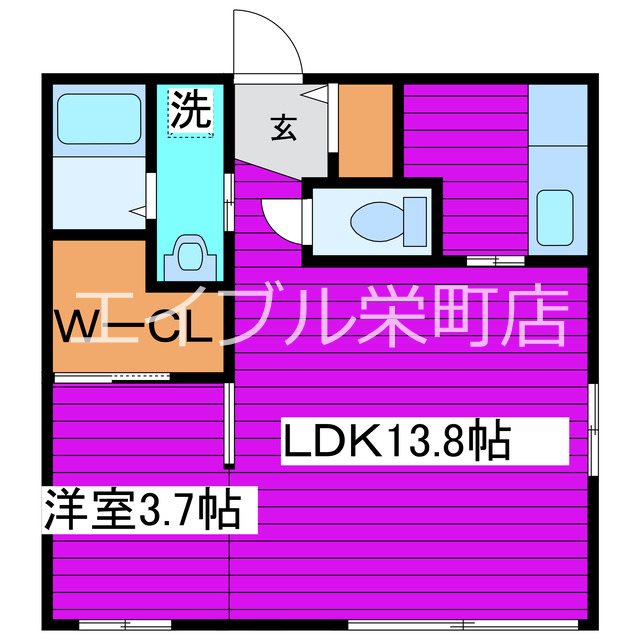 札幌市東区北四十三条東のマンションの間取り