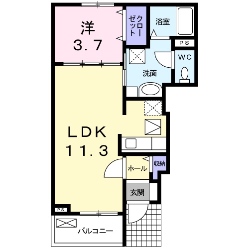 雲南市木次町下熊谷のアパートの間取り