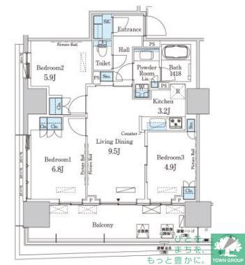 中央区晴海のマンションの間取り