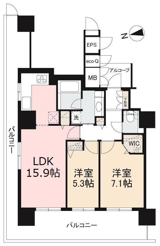 高松市丸亀町のマンションの間取り