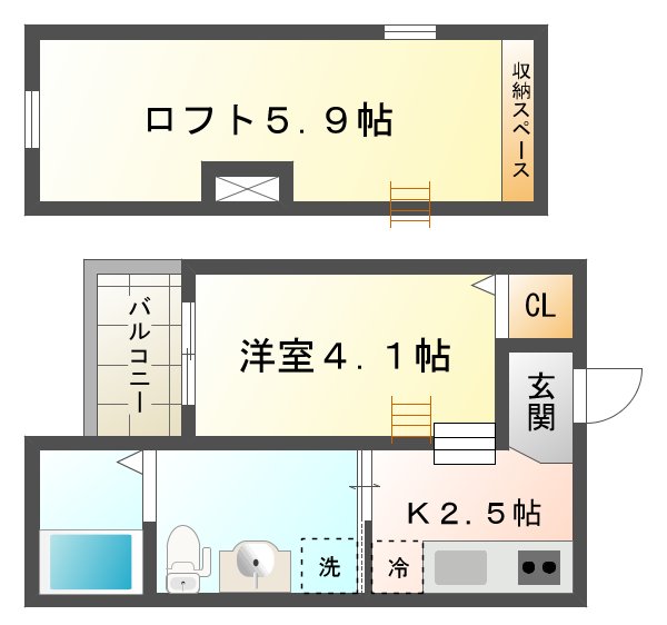 神戸市垂水区西舞子のアパートの間取り