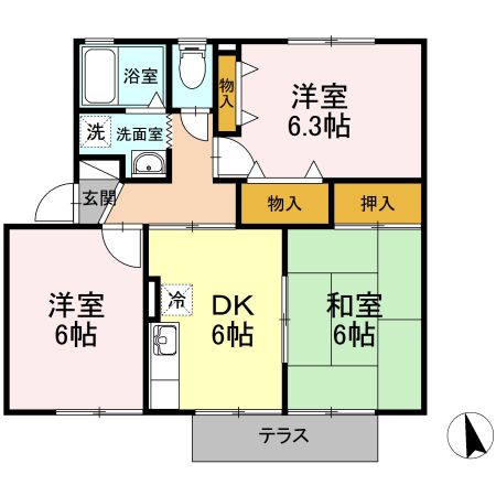 シャンテラヴィ八幡　Ｎ棟の間取り