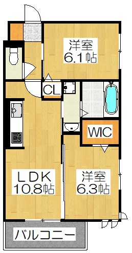 京都市左京区一乗寺宮ノ東町のアパートの間取り