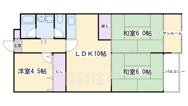 【京都市左京区高野東開町のマンションの間取り】