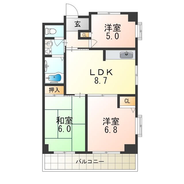 大阪市西淀川区花川のマンションの間取り