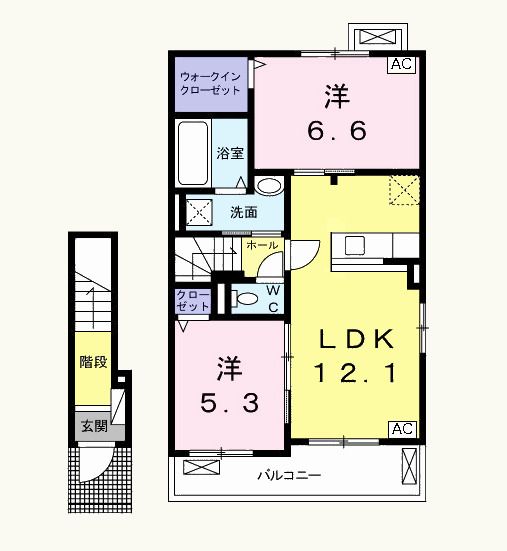 大垣市福田町のアパートの間取り