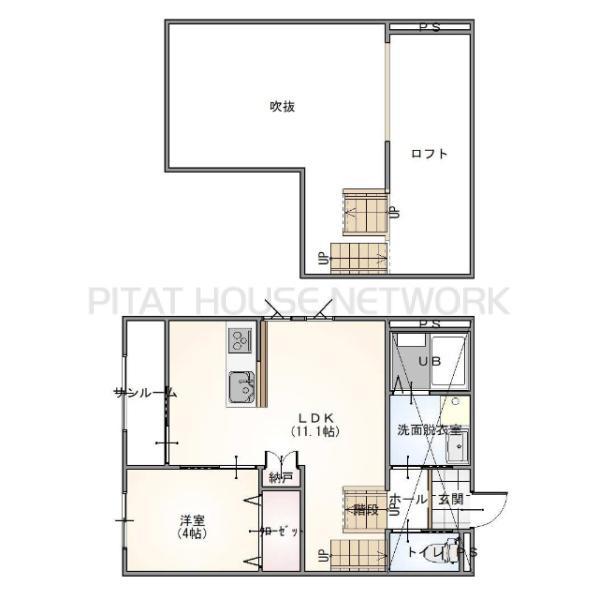 宇部市開のアパートの間取り