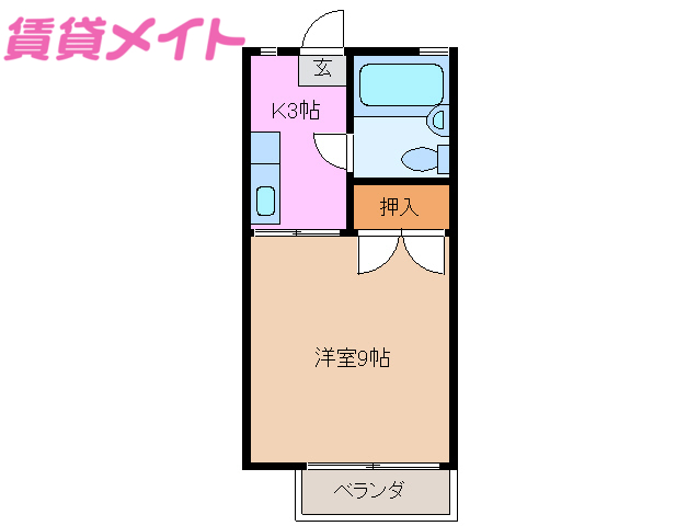 松阪市黒田町のアパートの間取り