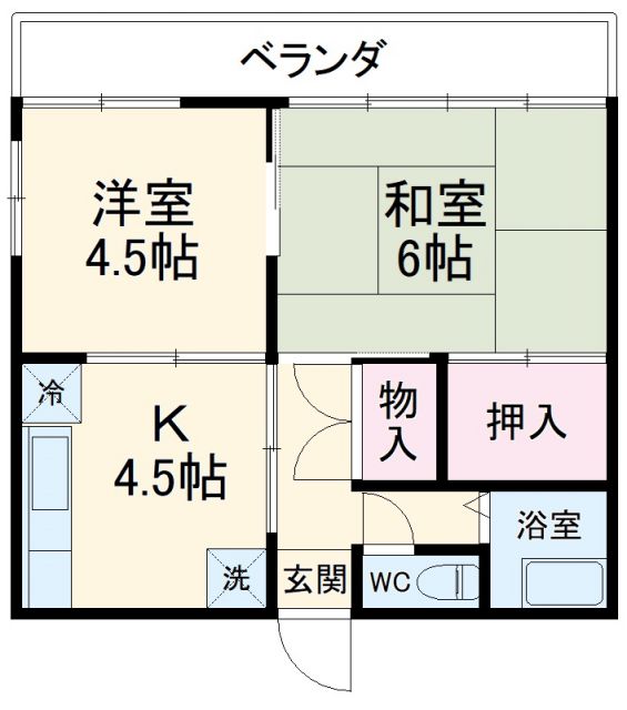 岐阜市高田のアパートの間取り