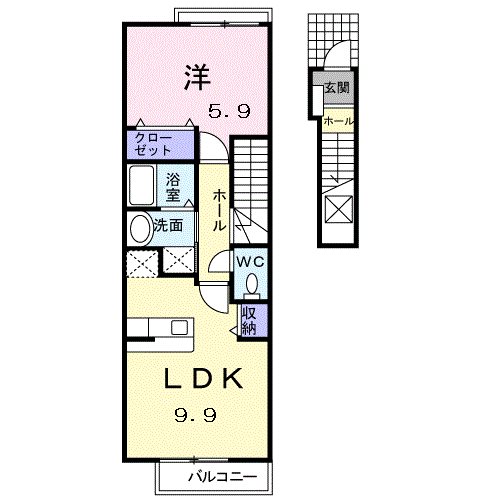 鹿児島市中山のアパートの間取り