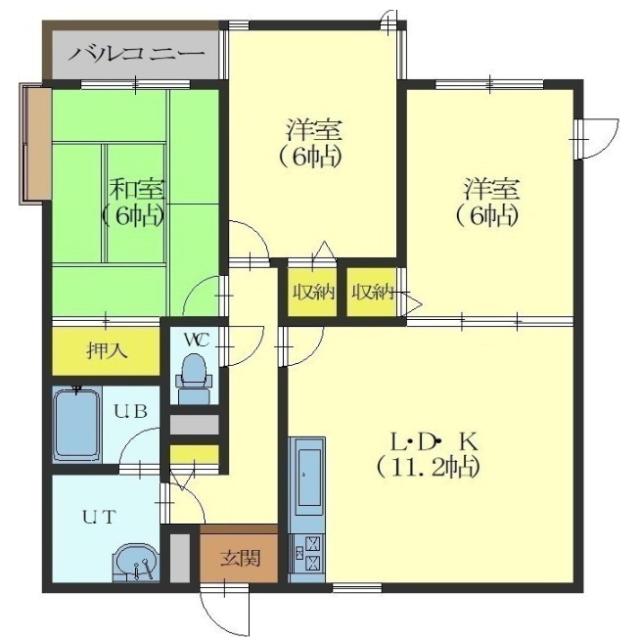 【函館市松陰町のマンションの間取り】