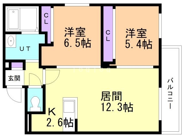 札幌市北区北二十一条西のマンションの間取り