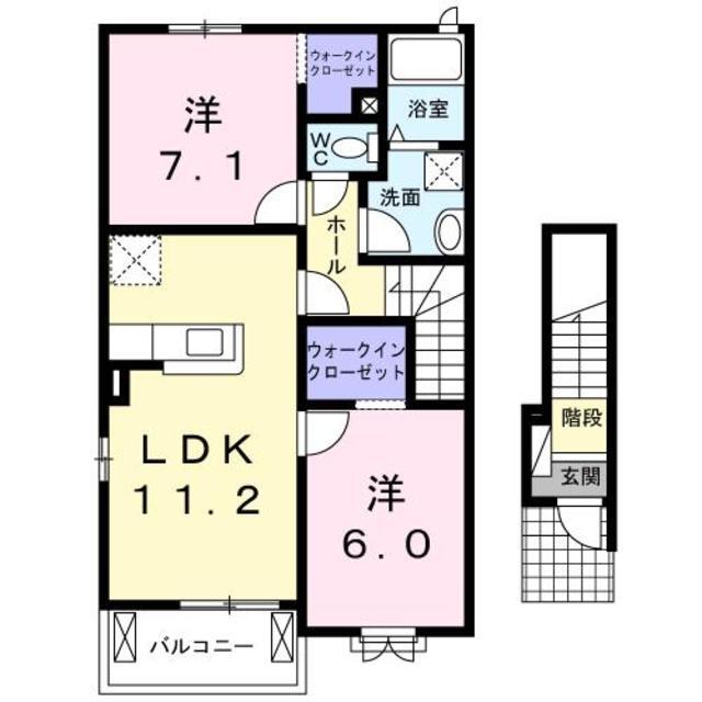 熊本市北区鹿子木町のアパートの間取り