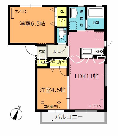 サンヴァリエあずまＦ棟の間取り