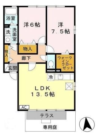 【葛城市北花内のアパートの間取り】