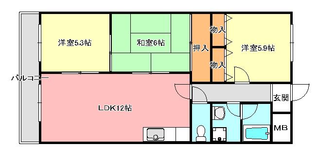 リーヴァ三日市の間取り