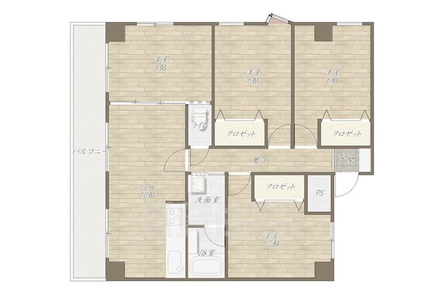 京都市南区東九条河西町のマンションの間取り