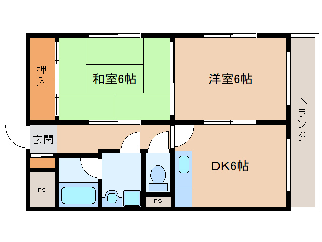 近鉄奈良線 新大宮駅 徒歩12分 4階建 築36年の間取り写真