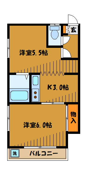 国分寺市南町のアパートの間取り