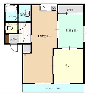 広島市安佐南区川内のアパートの間取り