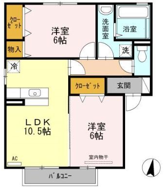 福山市草戸町のアパートの間取り