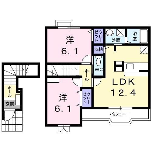 雲南市木次町下熊谷のアパートの間取り