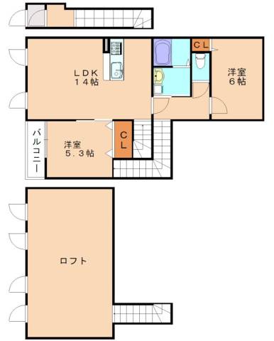 宗像市東郷のアパートの間取り