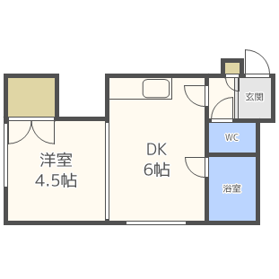 札幌市東区北二十三条東のアパートの間取り