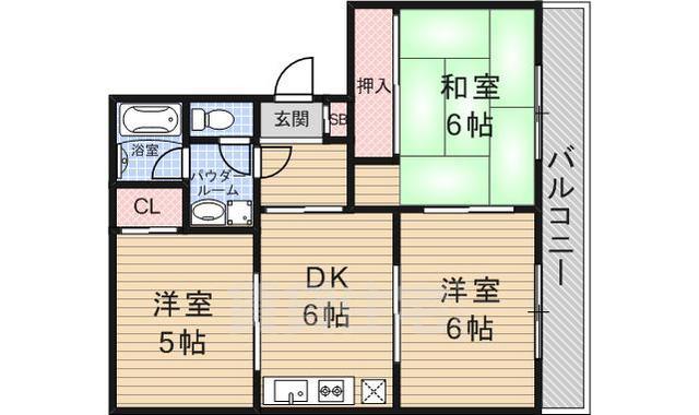 京都市山科区小山谷田町のアパートの間取り