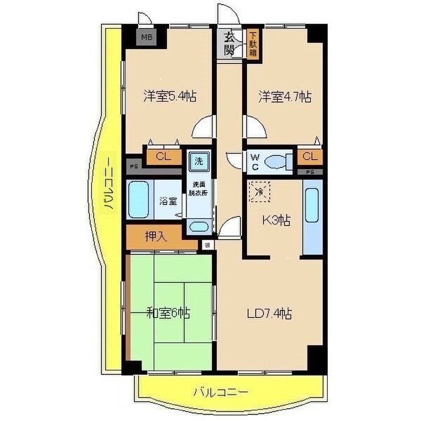 草加市谷塚町のマンションの間取り