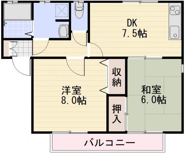 長野市大字稲葉のアパートの間取り