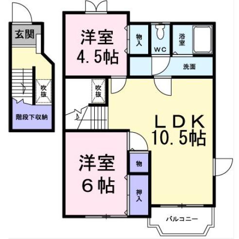 伊予市下吾川のアパートの間取り